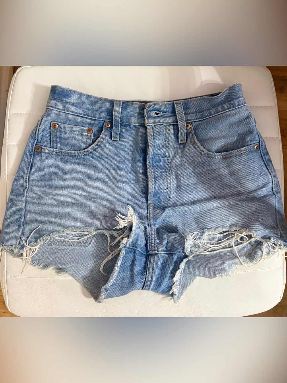 Levi's Light Blue Distressed Denim Jean Shorts